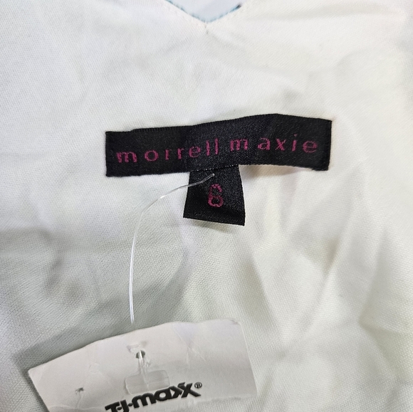 NEW VINTAGE 90s Morrell Maxie 100% Silk Blue Tropical Asymmetrical Hem Dress 6 - Picture 4 of 5